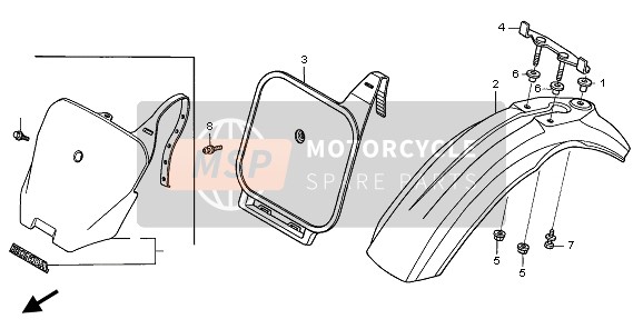 Honda XR70R 2000 VORDERER KOTFLÜGEL für ein 2000 Honda XR70R