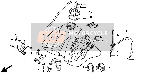 Honda XR250R 1995 Benzinetank voor een 1995 Honda XR250R