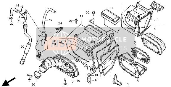 Honda XR250R 1995 Purificateur d'air pour un 1995 Honda XR250R