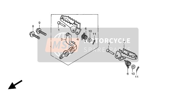 Honda XR250R 1995 FUSSRASTE für ein 1995 Honda XR250R