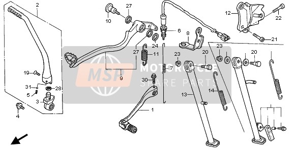 Honda XR650R 2000 PEDAL & STAND for a 2000 Honda XR650R