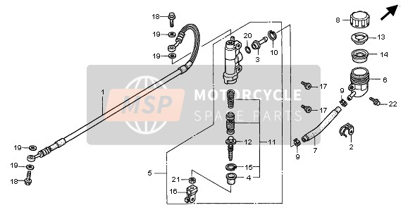 Honda CR250R 2001 RR. Maître-cylindre de frein pour un 2001 Honda CR250R