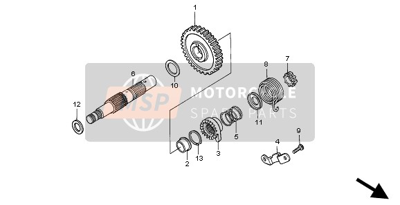 Honda XR600R 1995 KICK STARTER SPINDLE for a 1995 Honda XR600R