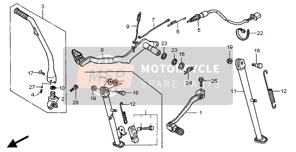 Honda XR400R 2001 Pedal & Kick Starter Brazo para un 2001 Honda XR400R