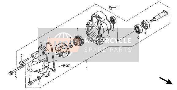 Honda XR650R 2001 Waterpomp voor een 2001 Honda XR650R