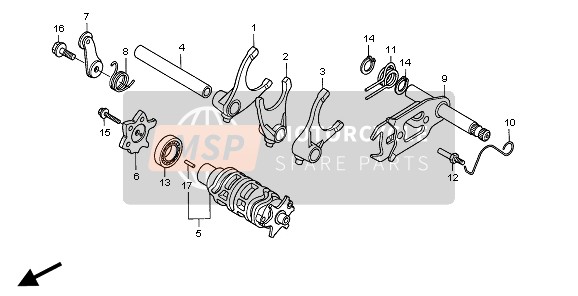 Honda XR650R 2001 Tambour de changement de vitesse & Fourchette de changement de vitesse pour un 2001 Honda XR650R