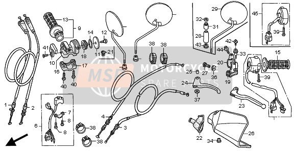 Honda XR650R 2001 Levier de poignée & Commutateur & Câble pour un 2001 Honda XR650R