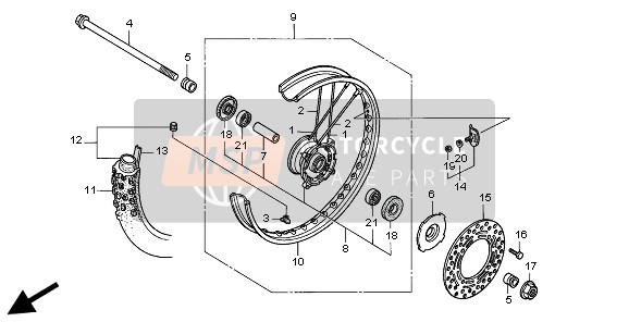 Honda CR80RB-LW 2002 FRONT WHEEL for a 2002 Honda CR80RB-LW