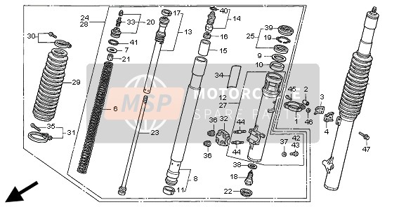 Honda XR600R 1995 Tenedor frontal para un 1995 Honda XR600R