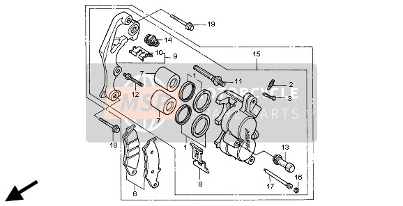 Honda XR600R 1995 Pinza de freno delantero para un 1995 Honda XR600R