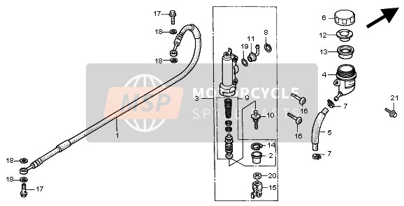 Honda CR80R-SW 2002 RR. Cilindro maestro del freno para un 2002 Honda CR80R-SW