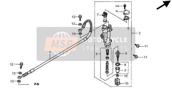 Honda CR125R 2002 REAR BRAKE MASTER CYLINDER for a 2002 Honda CR125R