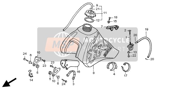 Honda XR600R 1995 Benzinetank voor een 1995 Honda XR600R