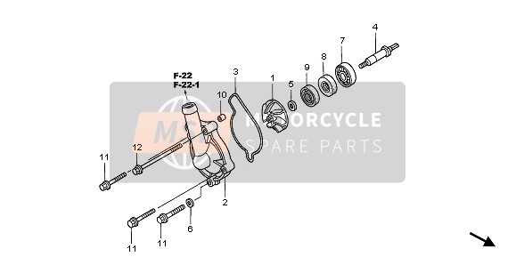 19241MEB670, Welle, Wasserpumpe, Honda, 2