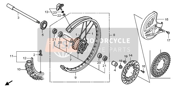 Honda CRF450R 2002 Ruota anteriore per un 2002 Honda CRF450R