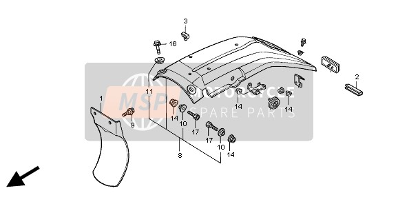 Honda XR600R 1995 Guardabarros trasero para un 1995 Honda XR600R