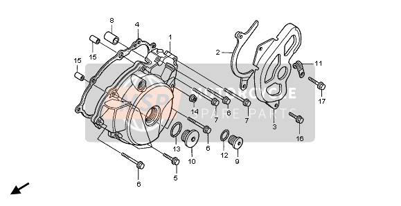 Honda XR400R 2002 LEFT CRANKCASE COVER for a 2002 Honda XR400R