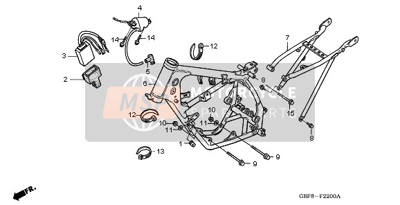 Honda CR85RB-LW 2003 Corpo del telaio per un 2003 Honda CR85RB-LW