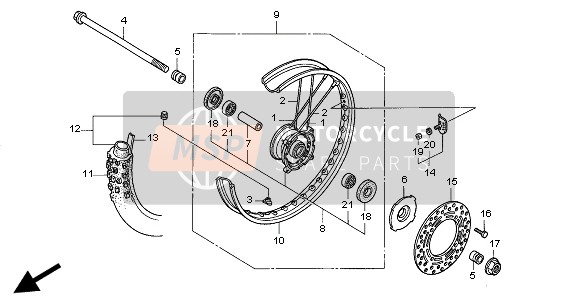 Honda CR85R-SW 2003 Ruota anteriore per un 2003 Honda CR85R-SW