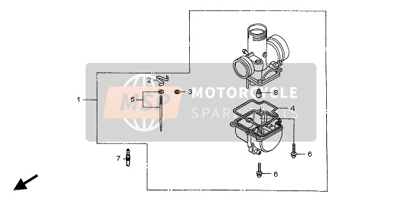 Honda CR80RB-LW 1996 Carburateur optionele onderdelenkit voor een 1996 Honda CR80RB-LW