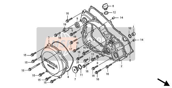 Honda CRF450R 2003 R. Tapa del cárter para un 2003 Honda CRF450R