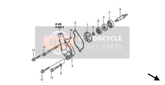 Honda CRF450R 2003 Pompa dell'acqua per un 2003 Honda CRF450R