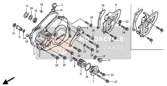 Honda CRF450R 2003 L. Couvercle de carter pour un 2003 Honda CRF450R