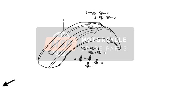 Honda XR650R 2003 Parafango anteriore per un 2003 Honda XR650R