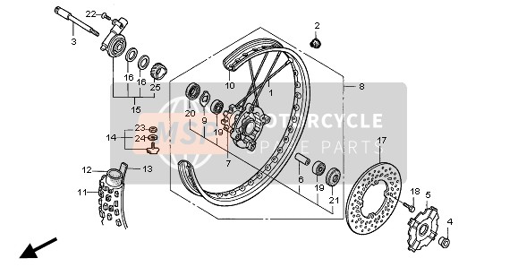 Honda XR650R 2003 FRONT WHEEL for a 2003 Honda XR650R