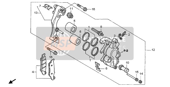 Honda CR250R 2004 Remklauw voor voor een 2004 Honda CR250R