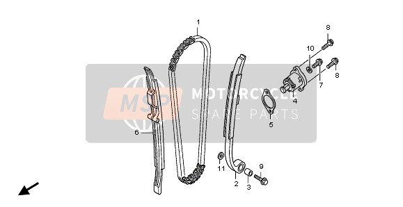 Honda CRF250R 2004 Cadena de leva & Tensor para un 2004 Honda CRF250R