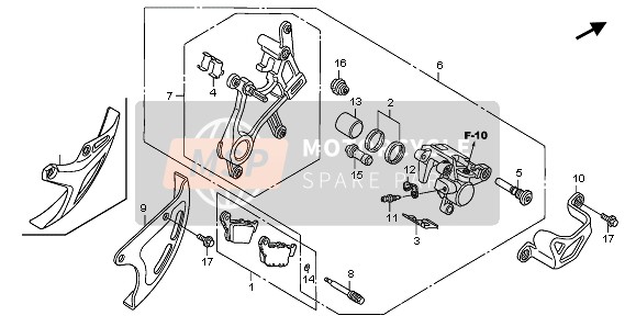 Honda CRF250R 2004 REAR BRAKE CALIPER for a 2004 Honda CRF250R