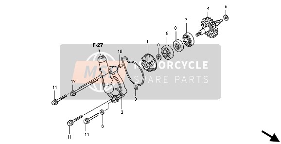 Honda CRF250X 2004 Bomba de agua para un 2004 Honda CRF250X