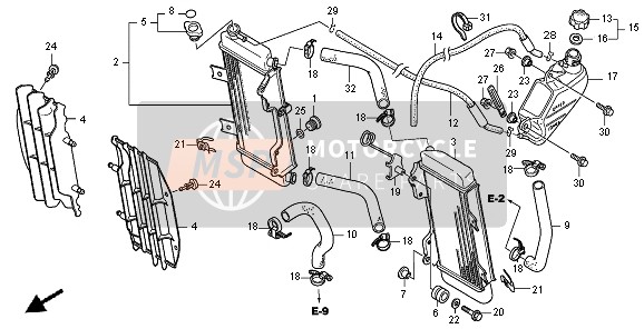 Honda CRF250X 2004 RADIATOR for a 2004 Honda CRF250X