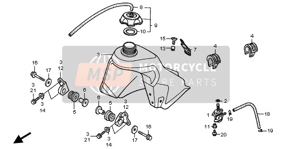 Honda CR80R-SW 1996 Benzinetank voor een 1996 Honda CR80R-SW