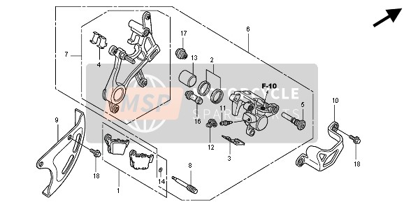 Honda CRF450R 2004 REAR BRAKE CALIPER for a 2004 Honda CRF450R