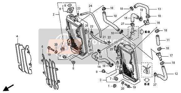 Honda CRF450R 2004 RADIATOR  for a 2004 Honda CRF450R