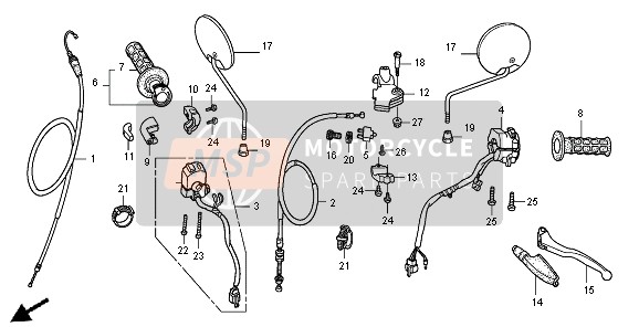 Honda XR125L 2004 Palanca de la manija & Cambiar & Cable para un 2004 Honda XR125L