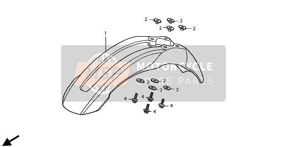 Honda XR650R 2004 Parafango anteriore per un 2004 Honda XR650R