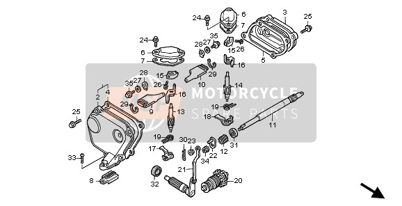 Honda CR125R 1996 Uitlaatklep voor een 1996 Honda CR125R