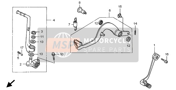 Honda CR85RB-LW 2005 Pédale pour un 2005 Honda CR85RB-LW