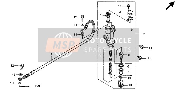 Honda CR125R 2005 Cilindro maestro de freno trasero para un 2005 Honda CR125R