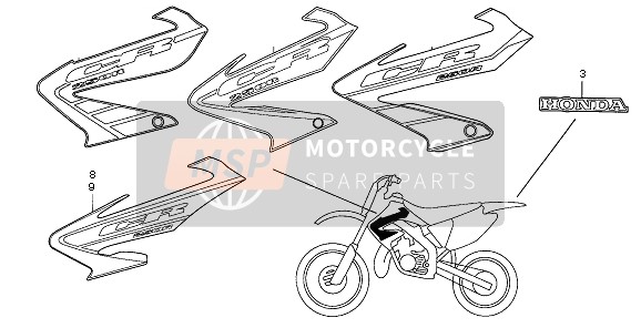 Honda CR250R 2005 Marque pour un 2005 Honda CR250R