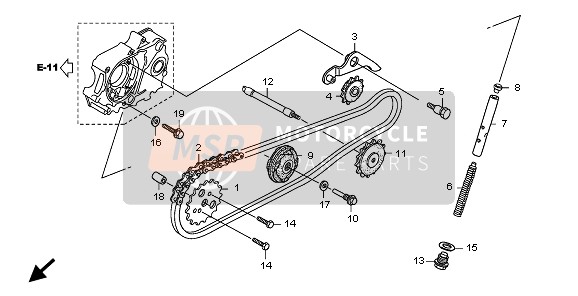 Honda CRF70F 2005 CAM CHAIN & TENSIONER for a 2005 Honda CRF70F