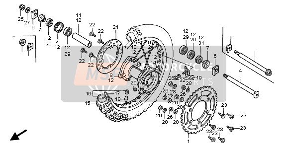 04420KZ3600, Spoke Set A, Rr. (210.0mm), Honda, 1