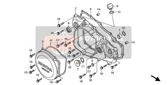 Honda CRF250R 2005 R. Couvercle de carter pour un 2005 Honda CRF250R