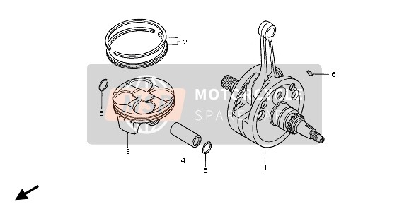 Honda CRF250R 2005 CRANKSHAFT & PISTON for a 2005 Honda CRF250R