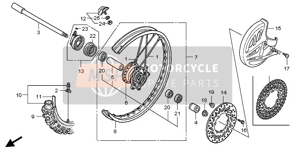 Honda CRF250X 2005 FRONT WHEEL for a 2005 Honda CRF250X