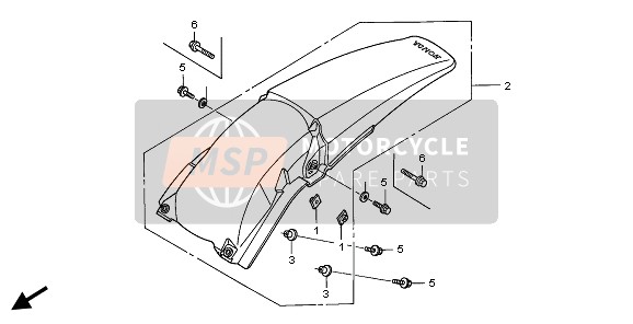 Honda CRF450R 2005 Achterspatbord voor een 2005 Honda CRF450R