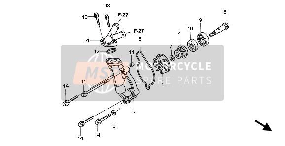 Honda CRF450X 2005 Pompe à eau pour un 2005 Honda CRF450X